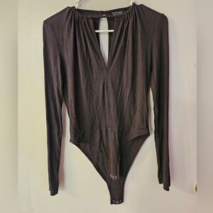 Topshop Black Long Sleeve Bodysuit